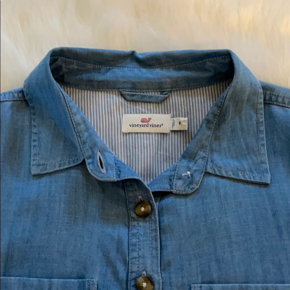 Vineyard Vines Tencel Dress (8) cute details, Blue